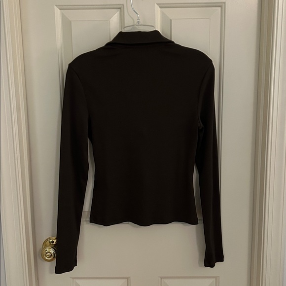 Veronica Beard Kearney Long Sleeved Polo Top Dark Umber (brown) size S NWOT - Picture 11 of 13
